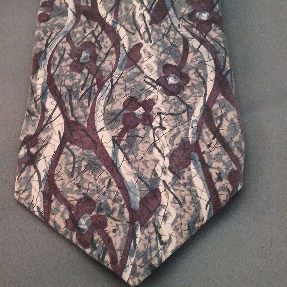 Alexander Llyod brown gray cream color silk tie NWOT - Picture 2 of 7